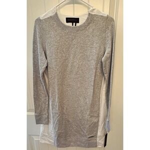 Donna Karan Active Women's Knit Long Sleeve Crew Neck Top Gray/White XS NWT